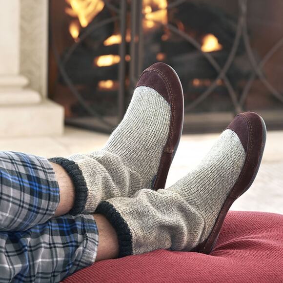 Acorn The Astronaut's Wool Slipper Socks In Tan Beige Heather Size M (9-10) - Picture 1 of 15